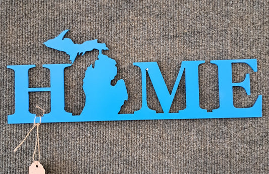 HOME with Michigan wall art sign