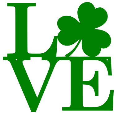 LOVE with Tilted Shamrock Metal Decor Sign